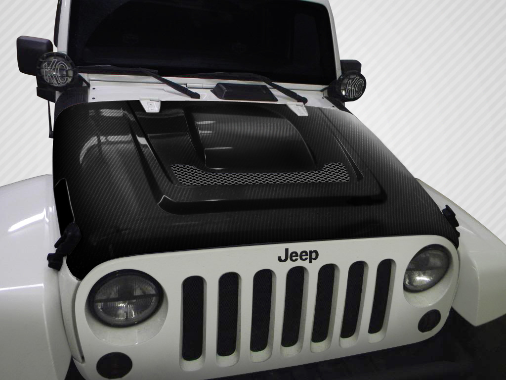 2016 Jeep Wrangler ALL - Carbon Fiber Fibre Hood Bodykit - Jeep Wrangler Carbon Creations Heat Reduction Hood - 1 Piece