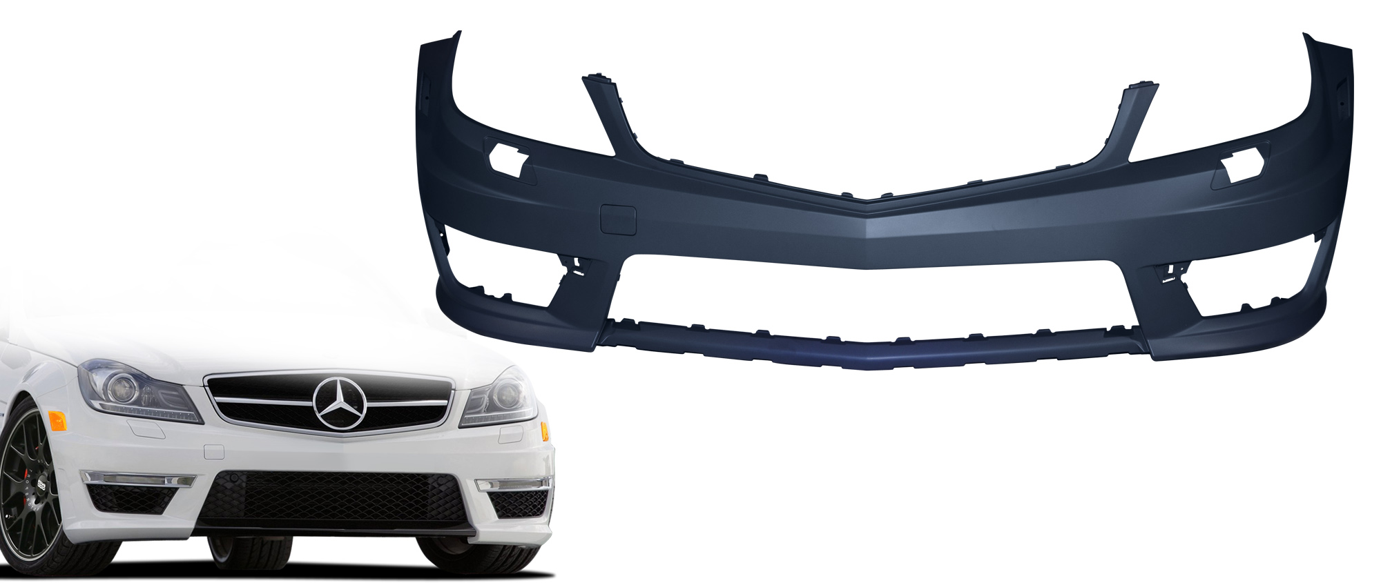 2014 Mercedes C Class ALL - Polypropylene Front Bumper Bodykit - Mercedes C Class W204 Vaero C63 Look Conversion Front Bumper Cover ( without PDC ) -