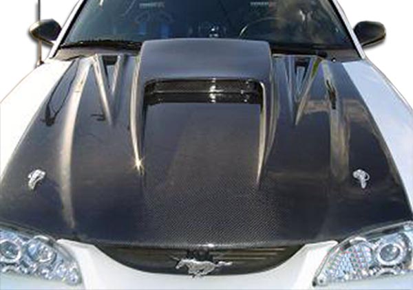 1998 Ford Mustang ALL - Carbon Fiber Fibre Hood Bodykit - Ford Mustang Carbon Creations Spyder 3 Hood - 1 Piece