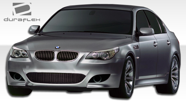 2004-2010 BMW 5 Series E60 Duraflex M5 Look Body Kit - 7 Piece - Includes M5 Look Front Bumper Cover (104420) M5 Look Side Skirts Rocker Panels (104422) M5 Look Rear Bumper Cover (104421) M5 Look Rear Wing Trunk Lid Spoiler (104423) M5 Look Fenders (10718