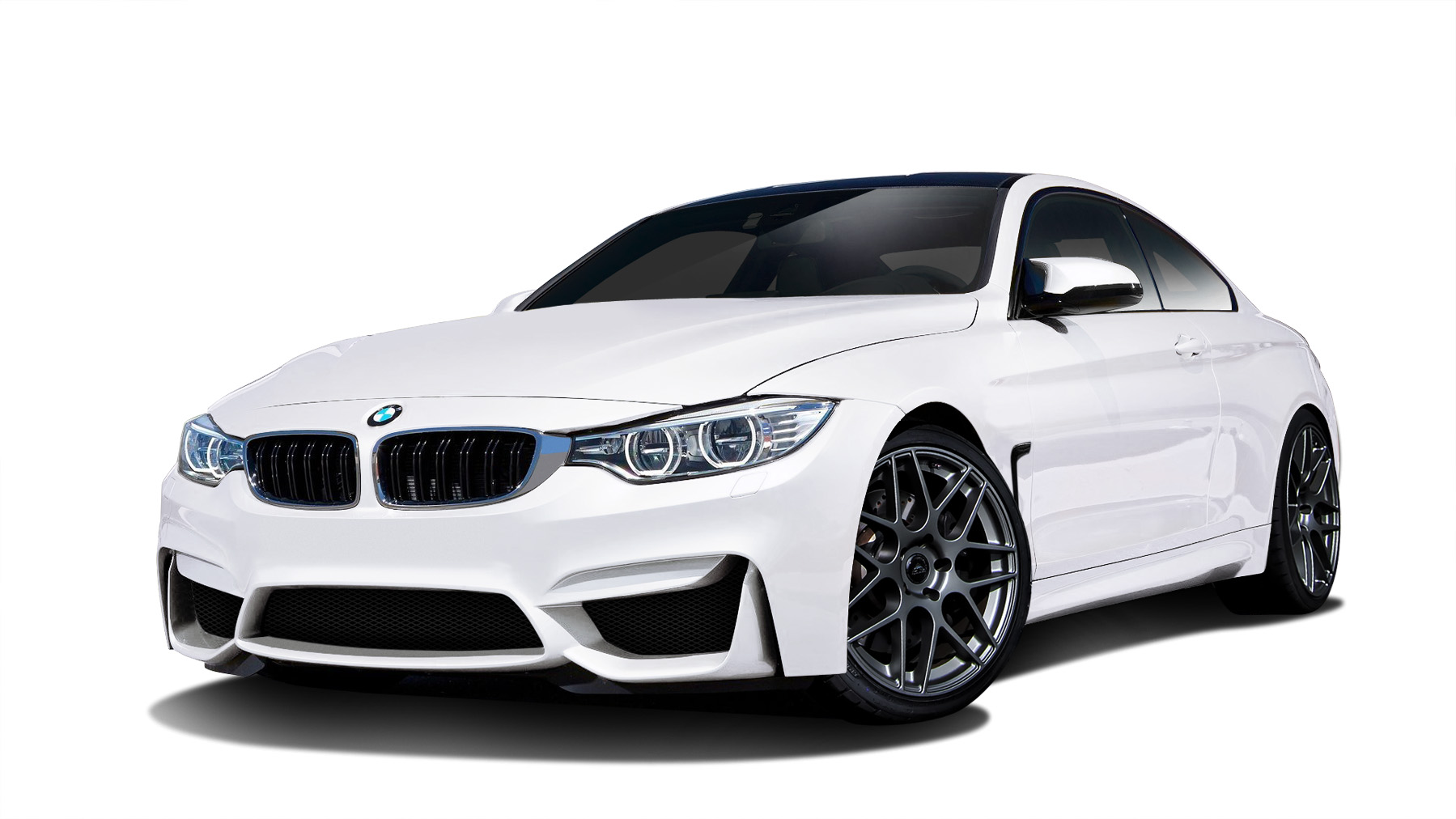 Fiberglass+ Kit Body Kit for 2014 BMW 4 Series   - 2014-2019 BMW 4 Series F32 Couture Duraflex M4 Look Body Kit - 5 Piece - Includes M4 Look Front Bumper Cover (112227), M4 Look Side Skirt Rocker Panels (112228), M4 Look Rear Bumper Cover (112229), M4 Look Rear Diffuser (112519)