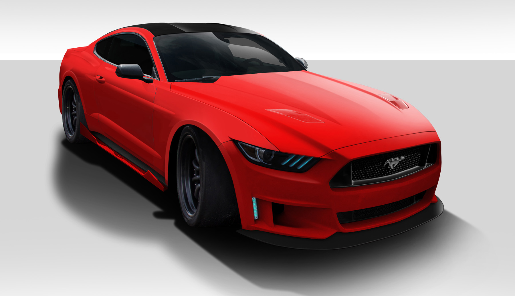 2015-2017 Ford Mustang Duraflex Grid Body Kit - 5 Piece - Includes Grid Front Bumper (112563), Grid Rear Bumper (112564), Grid Side Skirts (112565), Grid Front Lip (112569)